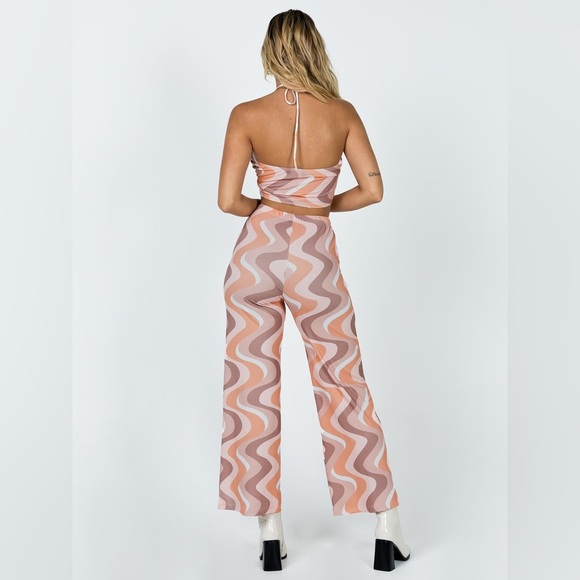 PRINCESS POLLY Pink White Swirl Pants Top Set Latiana 70’s Party Costume Size 4 - Picture 11 of 15